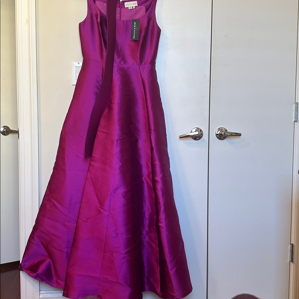 SACHIN + BABI Dress Size 4 Evening Gown NEW Kruse Gown w/ Belt Magenta Purple - Picture 3 of 4